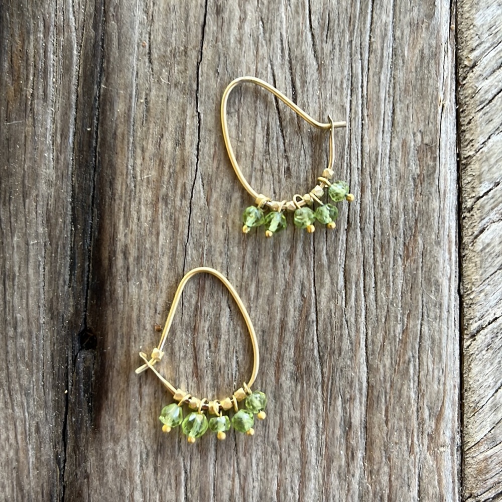 Anthropologie Green Crystal Hoop Earrings